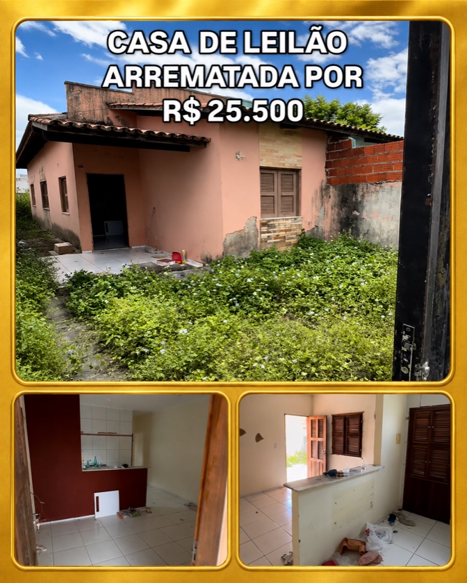 Casa arrematada em leilão por R$ 25.500