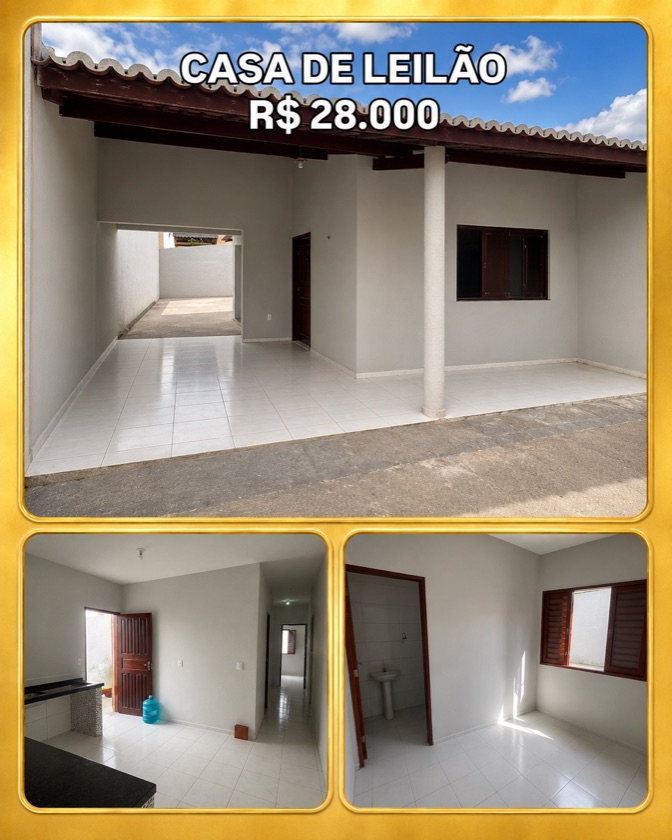 Casa arrematada em leilão por R$ 28.000